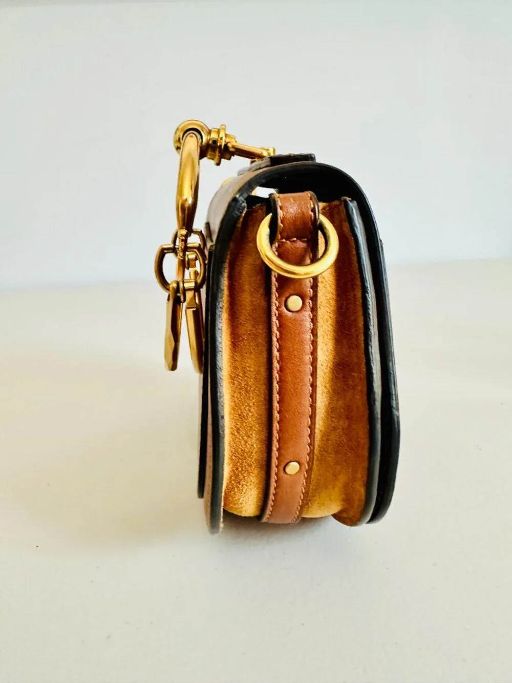 CHLOE NILE BRACELET SMALL BAG CARAMEL TAN CROSSBODY SATACHEL  MADE IN ITALY - Picture 6 of 11